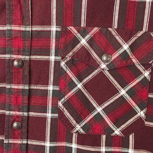 AMERICAN RAG Black Cherry Pearl Snap Plaid Shirt